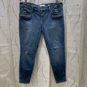Guess Power Skinny Low Jeans Womens 32 Blue Medium Wash Excellent Zip Ankle Moto